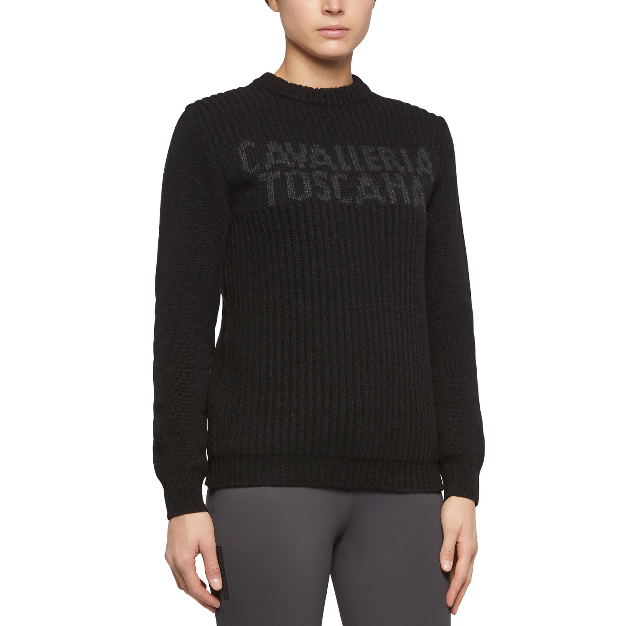 Rib Stitch Crewneck Sweater (Black) CREW NECK RIB STITCH