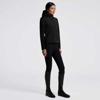 CT HYBRID PUFFER/TECH KNIT HOODED JACKET
