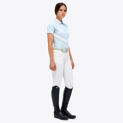 PERFORATED JERSEY S/S ZIP COMPETITION POLO W/ SOLID INSERT